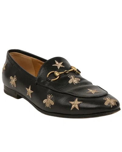 Pre-owned Gucci Women's Leather Jordan Embroidered Loafer (authentic Pre-loved)