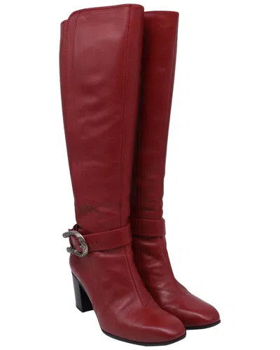 Pre-owned Gucci Women's Leather Knee-high Boot (authentic Pre-loved)