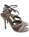 Gucci Women's Leather Microssima Double Ankle Strap Sandal Heel (authentic Pre-loved) In Brown