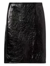 Gucci Glossy Leather Midi Skirt With Side Slit In Black