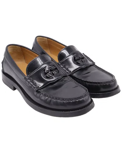 Gucci Women's Leather Millennial Ribot Cut Out Interlocking G Loafer  (authentic Pre-loved) In Black