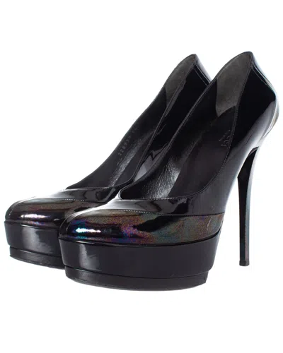 Pre-owned Gucci Women's Leather Oil Slick Platform Pump (authentic Pre-loved) In Black