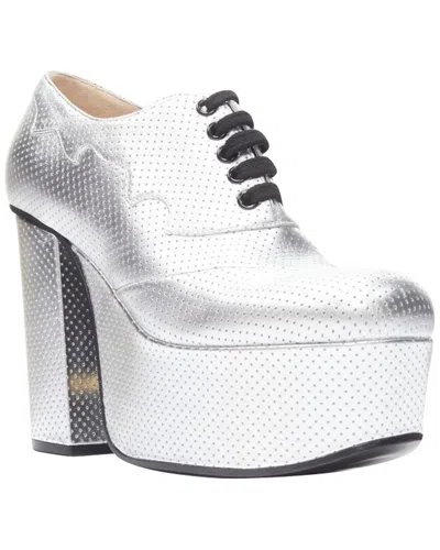 Pre-owned Gucci Women's Leather Otis Metallic Chunky Platform Block Heel Bootie Mule  (authentic Pre-loved)