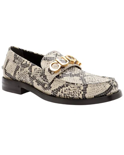 Pre-owned Gucci Women's Leather Python-embossed Logo Loafer (authentic Pre-loved)