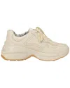Gucci Women's Leather Rhyton Glitter Sneaker (authentic Pre-loved) In White