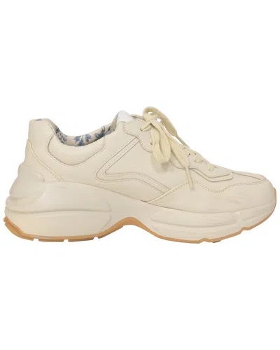 Gucci Women's Leather Rhyton Glitter Sneaker (authentic Pre-loved) In White