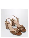 Gucci Brown Leather Sandal With Buckle Women In Brown