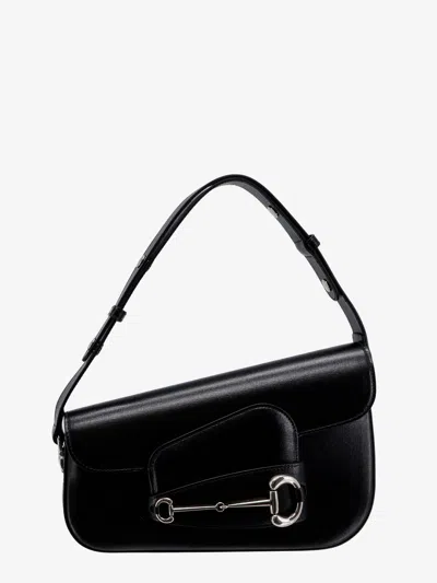 Gucci Women Leather Shoulder Bag With Iconic Frontal Horsebit