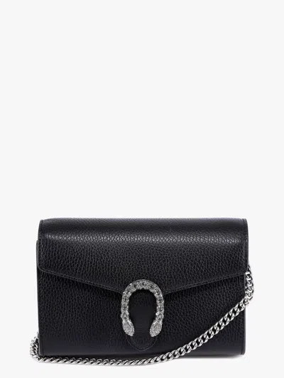 Gucci Women Leather Shoulder Bag With Iconic Tiger Heads Buckle In Multi