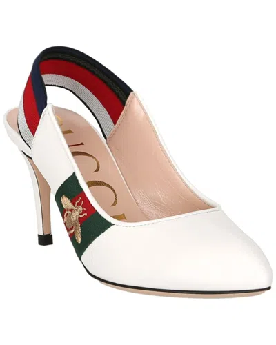 Gucci Women's Leather Sylvie Leather Web Slingback Pump (authentic Pre-loved) In Multi