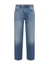 Gucci Women Light Blue Cotton Denim Straight Jeans In Blue