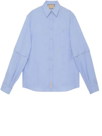 Gucci Women's Light Blue Detachable Sleeves Shirt For Fw23