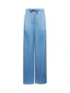 Gucci Women Light Blue Gg Satin Trousers In Blue