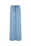 Gucci Pantalone Dalla Gamba Ampia In Raso Azzurro Donna In Blue