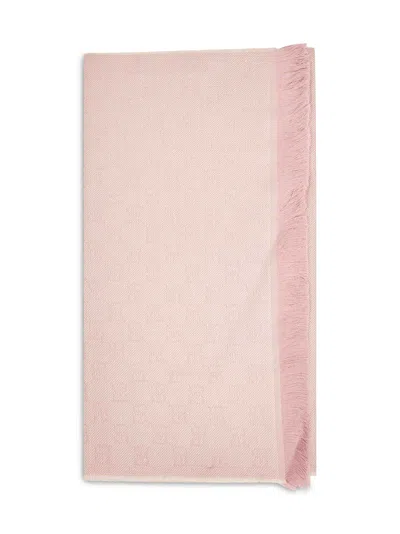 Gucci Women Light Pink Gg Jacquard Wool Scarf In Multi