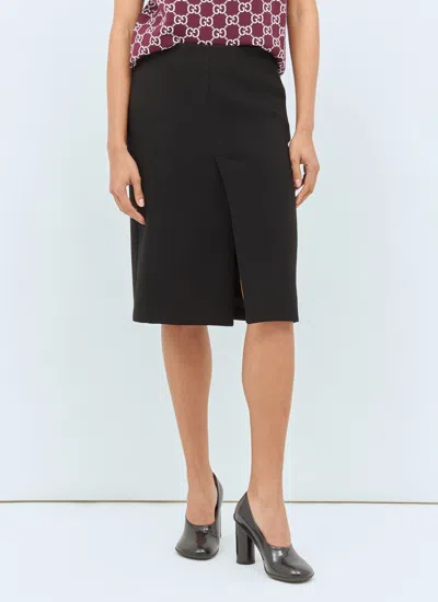Gucci Women Light Wool Crepe Skirt In Black