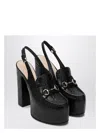 Gucci Horsebit Gg Debossed Leather Loafer Pumps In Black