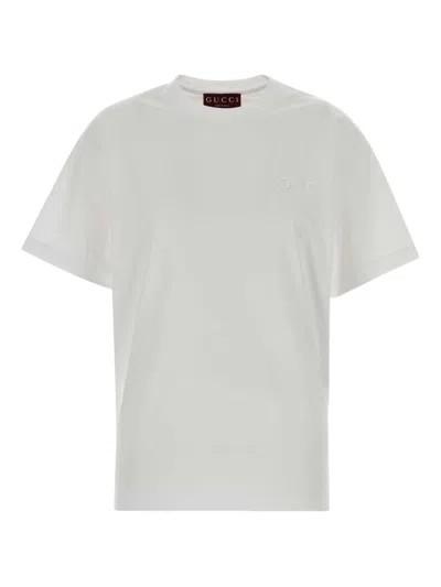 Gucci White Cotton Jersey Embroidered T-shirt