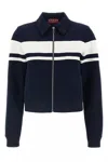 Gucci Cotton Jersey Jacket With Embroidery In Blue