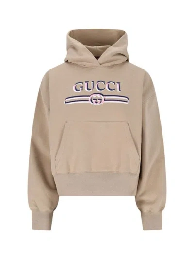 Gucci Women Logo Hoodie In Cream