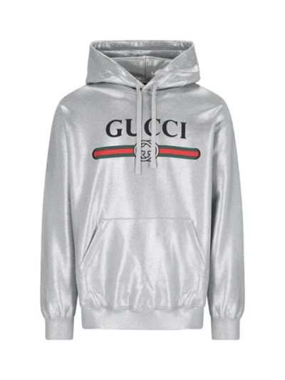 Gucci Women Logo Hoodie In Silver