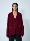 Gucci Knit Cardigan Featuring Horsebit Detail In Burgundy