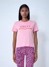 Gucci Printed Logo T-shirt In Pink