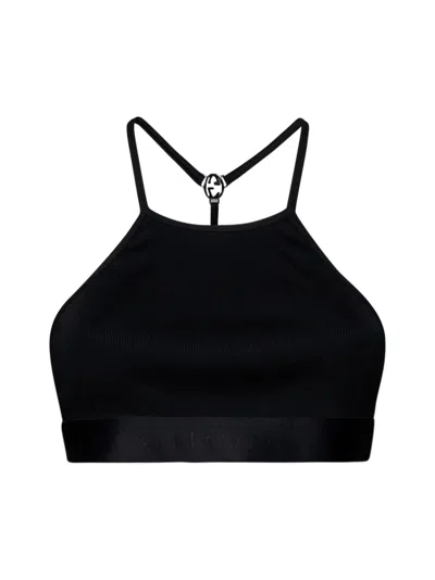 GUCCI GUCCI WOMEN LOGO-PLAQUE JERSEY CROP TOP