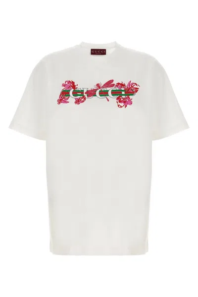 Gucci Women Logo Print T-shirt In White