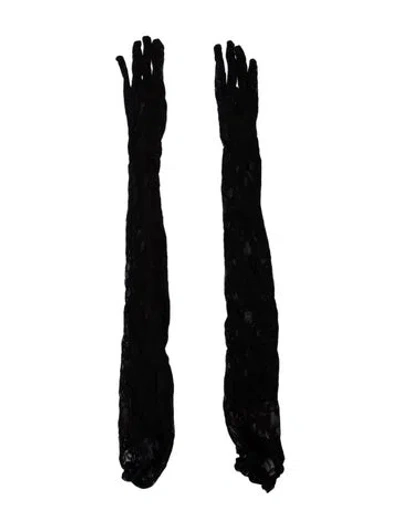 Pre-owned Gucci Women's Long Lace Gloves In Black
