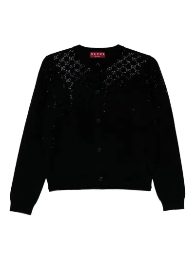 Gucci Women Long Sleeve Crew-neck Cardigan In Black