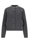 Gucci Padded Cardigan With Jewel Collar Sweaters And Cardigans Gray In Black