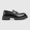 Gucci Black Calf Leather Loafers Clamp In Black