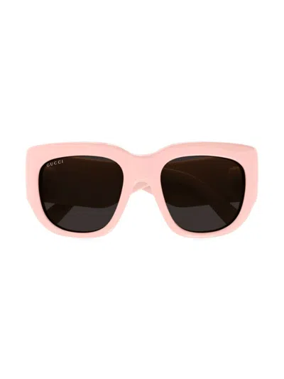 Gucci Gg Plastic Butterfly Sunglasses In Pink Dark Grey