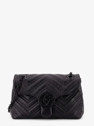 Gucci Women Matelasse Leather Gg Marmont Crossbody Bag In Black
