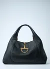 Gucci Large Softbit Grained Leather Shoulder Bag In Black