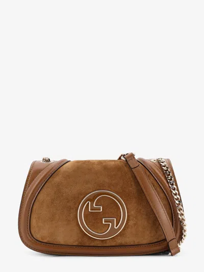 Gucci Women Medium Blondie Suede And Leather Shoulder Bag In Brown