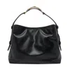 Gucci Black Leather Maxi Horsebit Shoulder Bag In Black