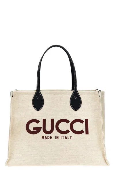 Gucci Woman Beige Tote Bags In Cream