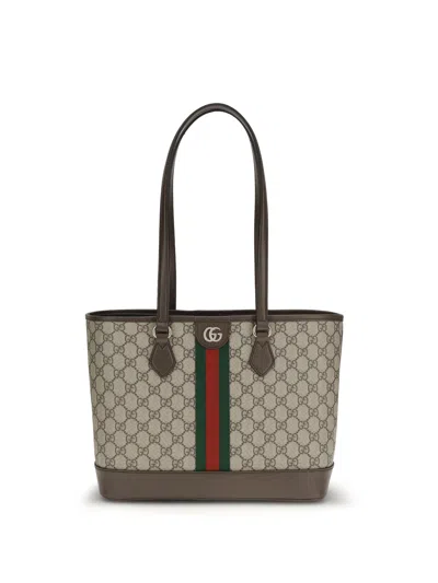 Gucci Women Ophidia Gg Fabric Shopping Bag In Brown