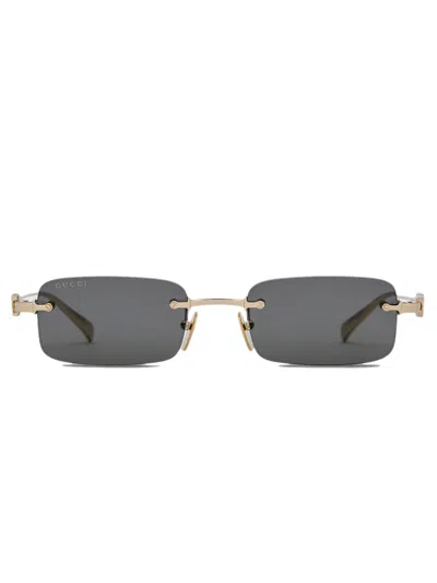 GUCCI GUCCI WOMEN'S METAL-FRAME SUNGLASSES WITH CUT-OUT LOGO TEMPLES - SOLID FLASH LENS (TEMPLE LENGTH: 14