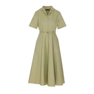 Gucci Mid-length Gg Cotton Gabardine Dress In Green