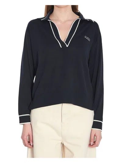 Gucci Women's Midnight Silk Blend Polo Shirt