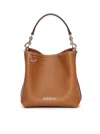 Gucci Gg Emblem Leather Bucket Bag With Frontal Logo In Brown