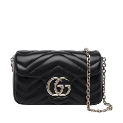 Gucci Women Mini Gg Marmont Shoulder Bag In Black