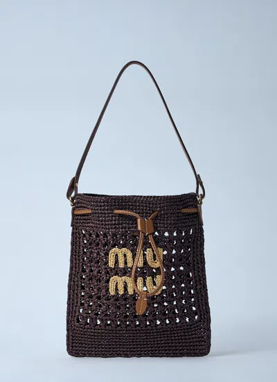 Gucci Women Mini Woven Logo Motif Bag In Brown