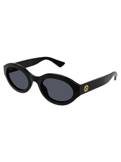 Gucci Grey Oval Ladies Sunglasses Gg1579s 001 53 In Black