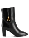 Gucci Half Horsebit Leather Ankle Boots In Nero