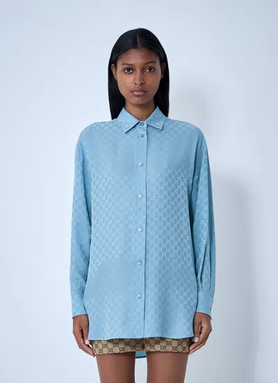 Gucci Women Monogram Shirt In Blue