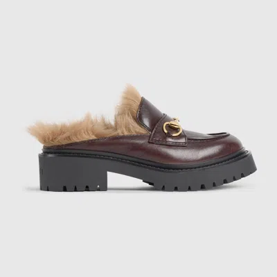 Gucci Women's Mule With Horsebit And Lug Sole In Brown